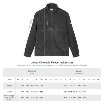 Embroidered Columbia Fleece Jacket - Square and Compass (White)