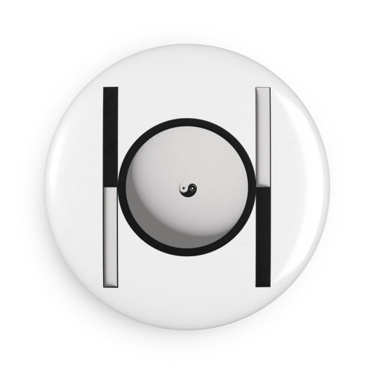 Yin Yang Point within a Circle Round Button Magnet (1 & 10 pcs) - Marble & Obsidian