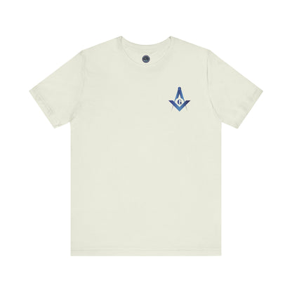 Sapphire Channel Islands Lodge 214 Entered Apprentice short sleeve T-shirt by Printify, featuring lodge logo and casual fit.