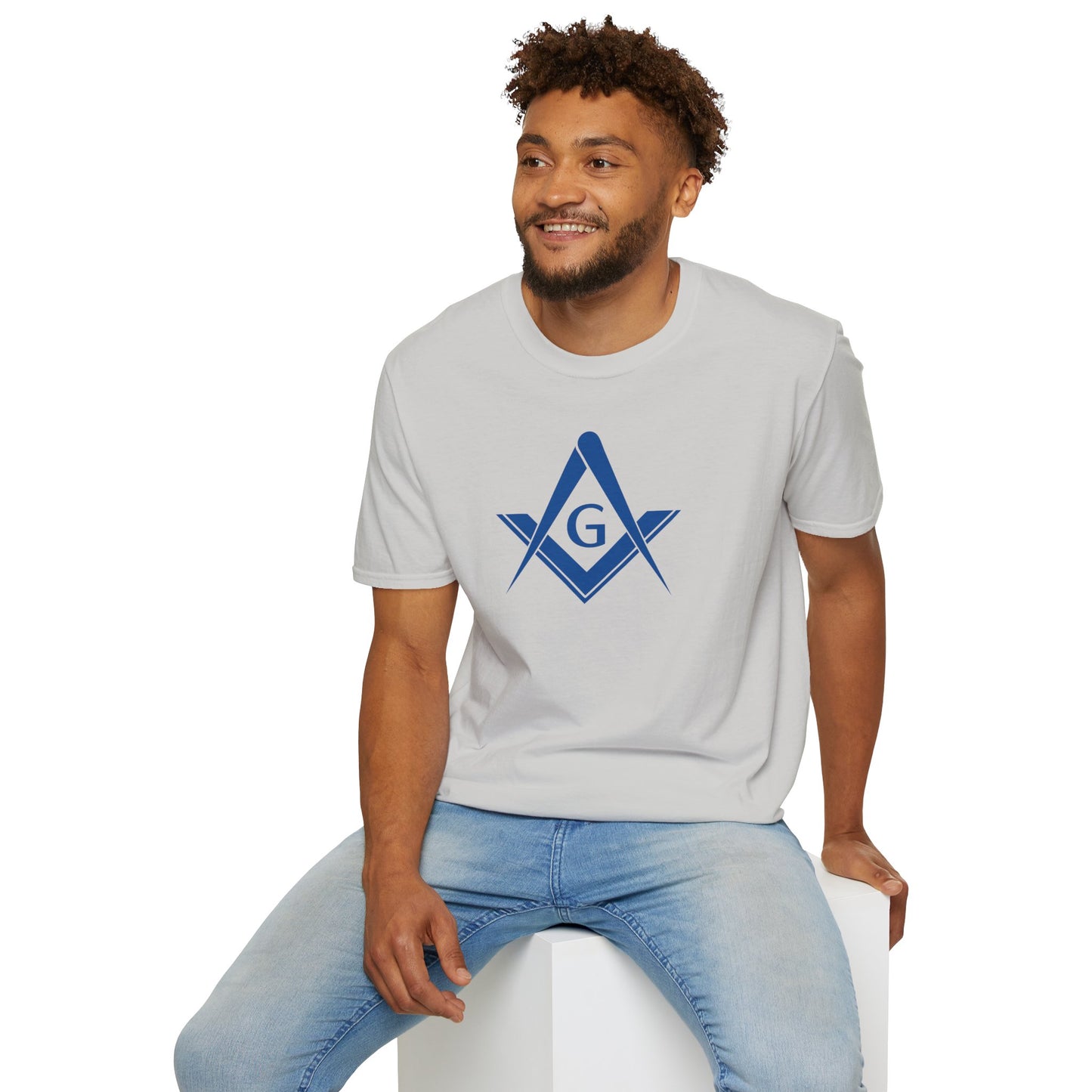 Square and Compass Softstyle T-Shirt - Classic (Royal Blue, Front Print)