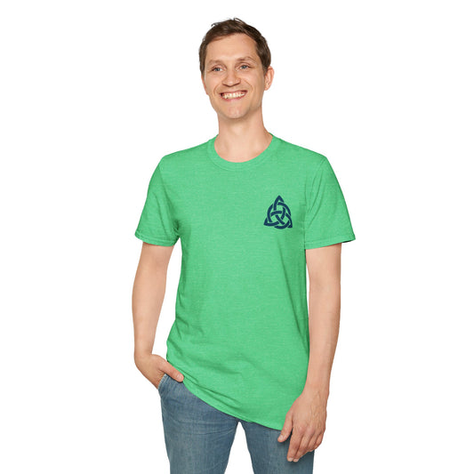 Blue Triquetra with Circle - Softstyle T-Shirt