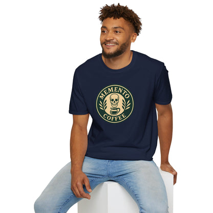 Memento Coffee Softstyle T-Shirt - Acacia (Green/Tan, Front Print)