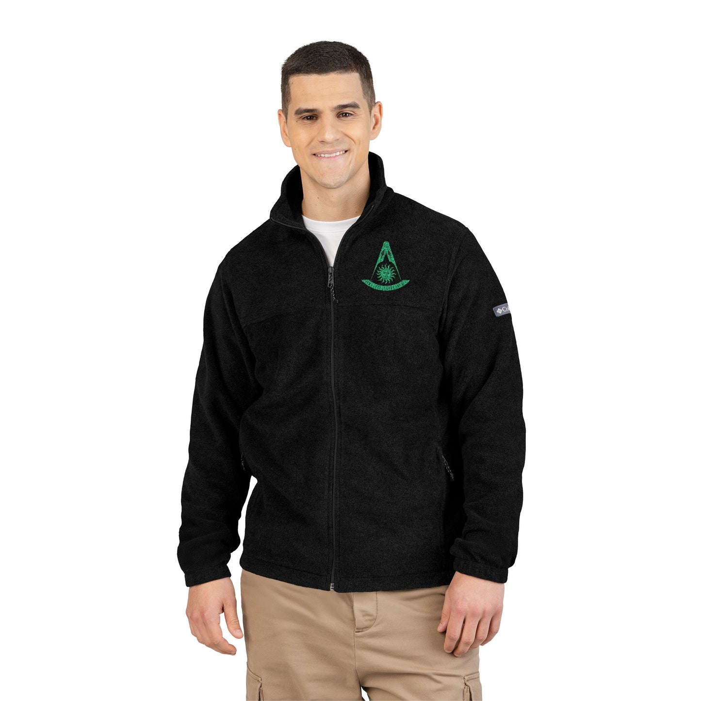 Past Master (Without Square) Embroidered Columbia Fleece Jacket – Green (Sun with Face)