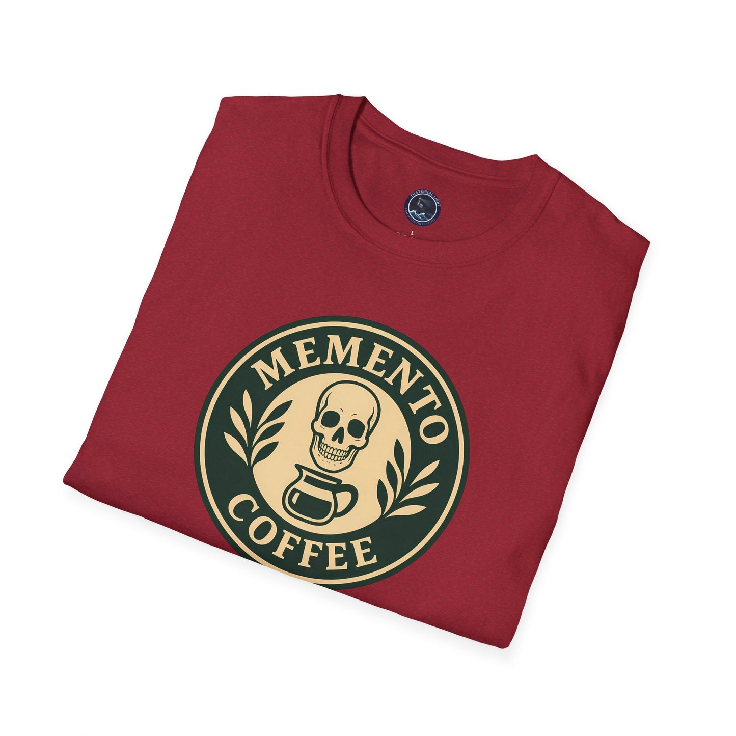 Memento Coffee Softstyle T-Shirt - Acacia (Green/Tan, Front Print)