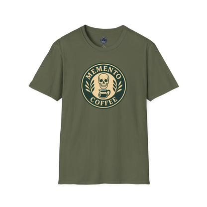Memento Coffee Softstyle T-Shirt - Acacia (Green/Tan, Front Print)