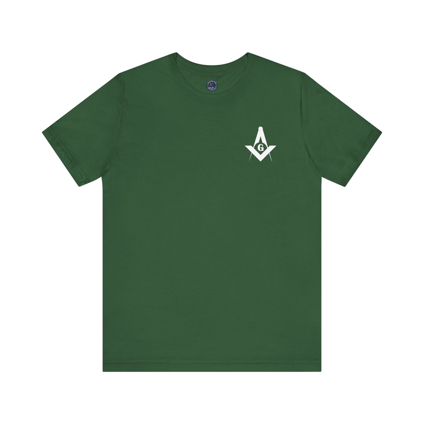 Channel Islands Lodge 214 short sleeve T-shirt by Printify featuring blue and green graphic design on soft cotton fabric.
