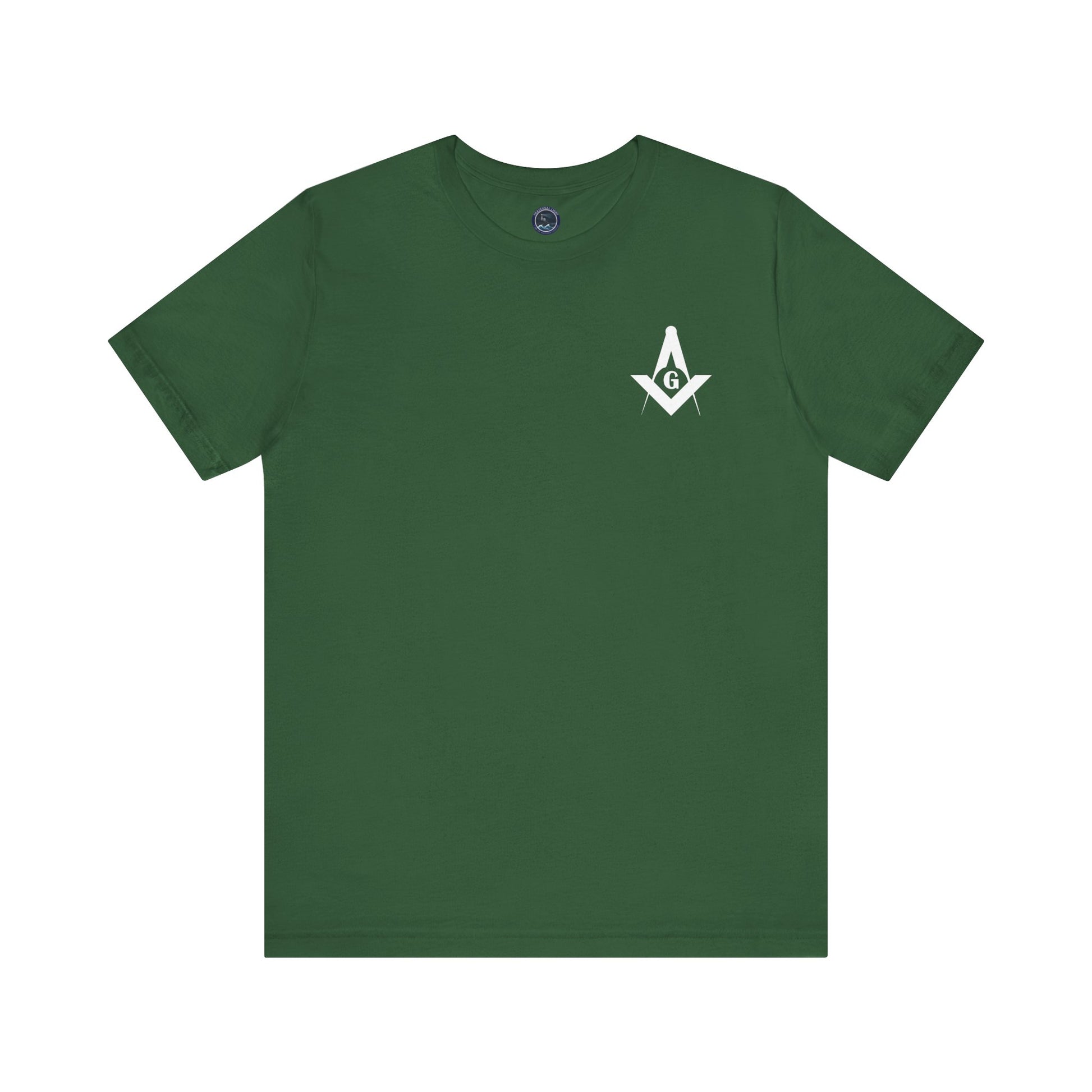 Channel Islands Lodge 214 short sleeve T-shirt by Printify featuring blue and green graphic design on soft cotton fabric.