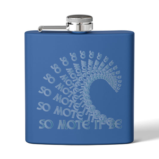 "So Mote It Be" Wave 6oz Stainless Steel Flask - Celtic Font