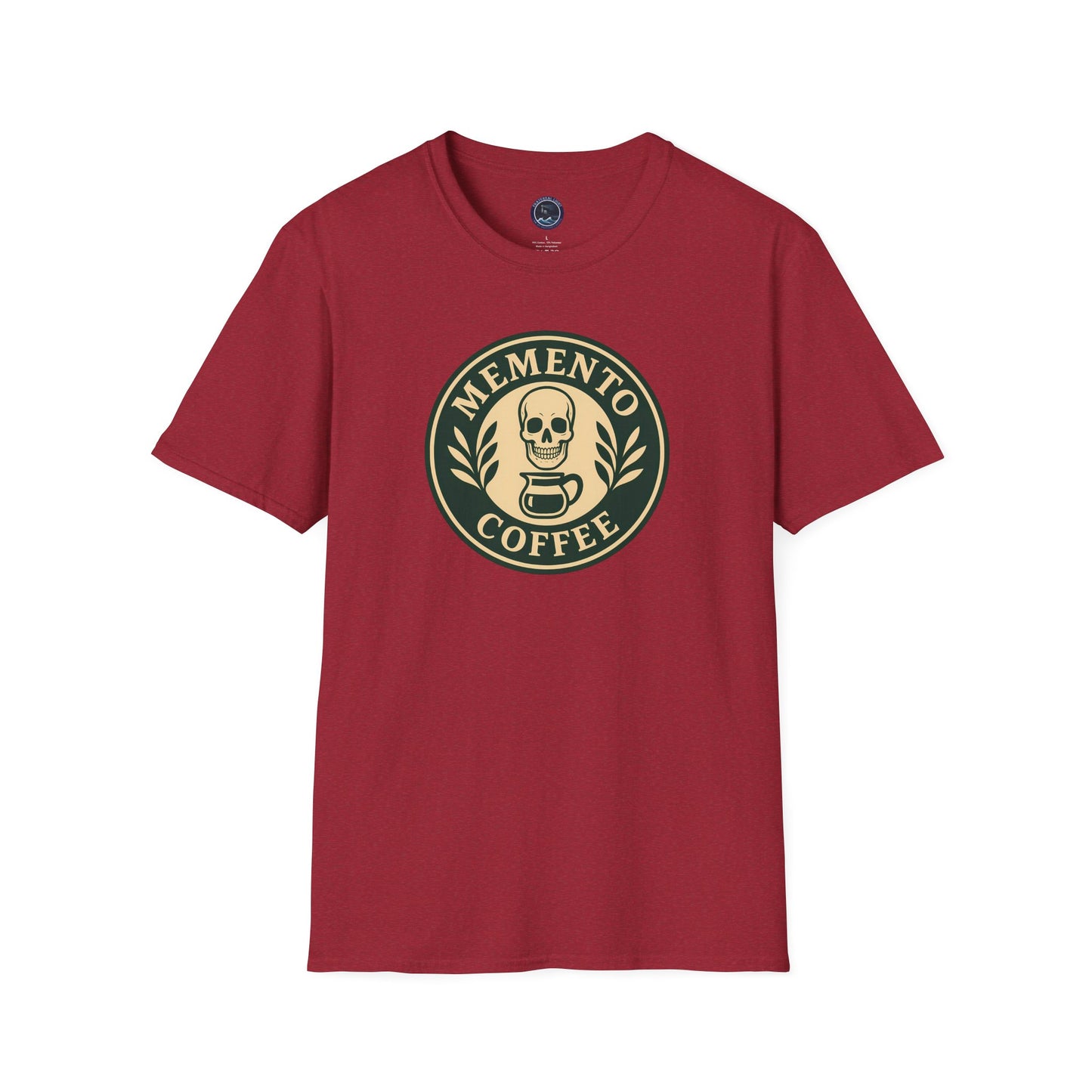 Memento Coffee Softstyle T-Shirt - Acacia (Green/Tan, Front Print)