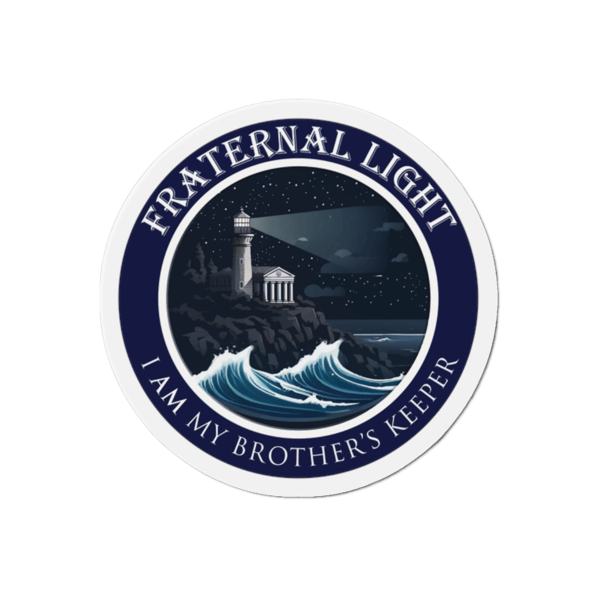 Fraternal Light die-cut magnet for home decor featuring intricate design, made by Printify, ideal for decorating refrigerator or magnetic surfaces.