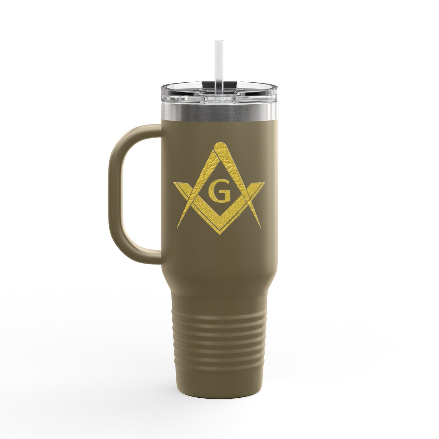 Two-Sided Simple Square and Compass Insulated Travel Tumbler (40oz) - Gold Leaf