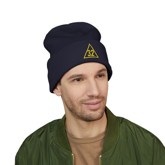 Scottish Rite 32 Within Triangle Embroidered Classic Cuffed Beanie