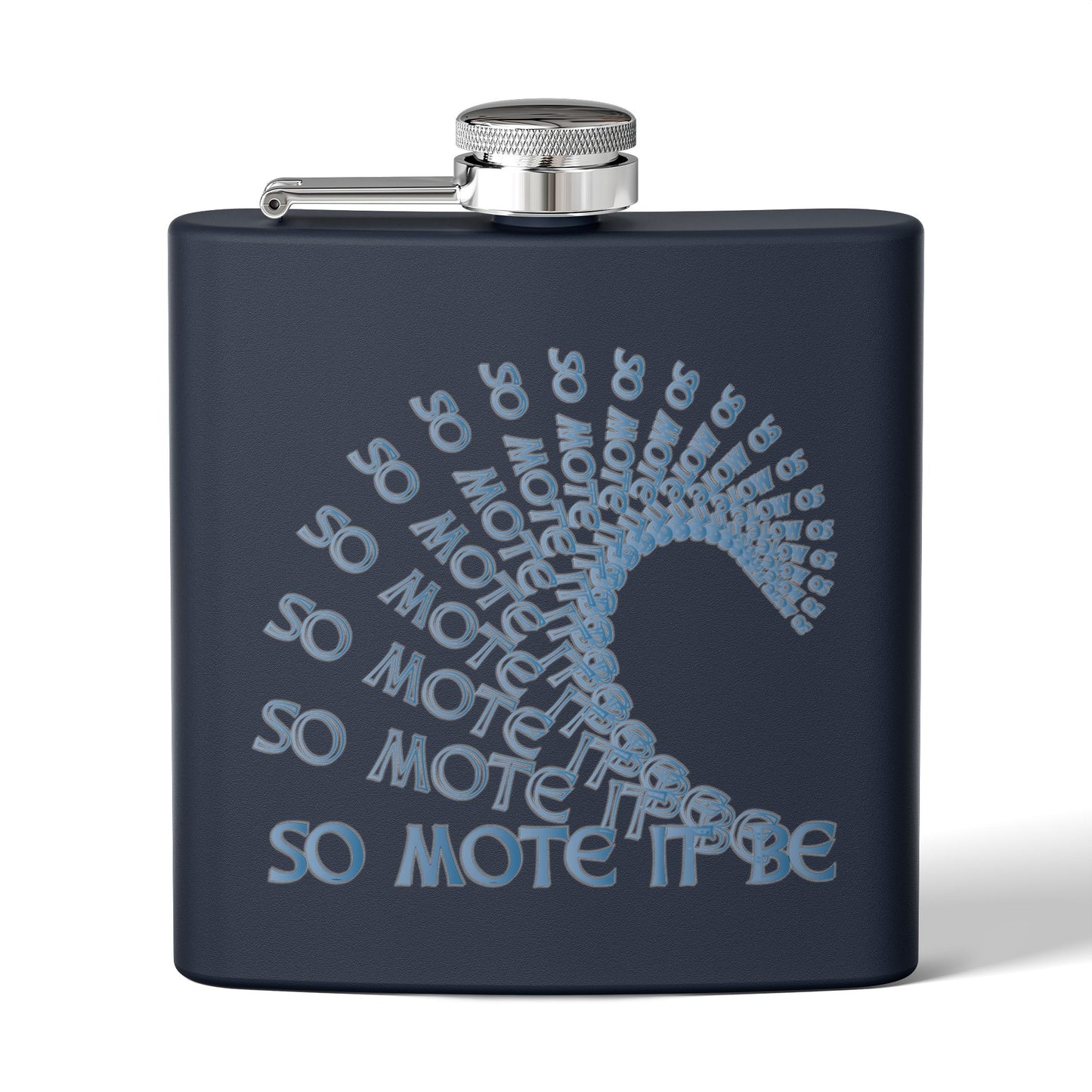 "So Mote It Be" Wave 6oz Stainless Steel Flask - Celtic Font