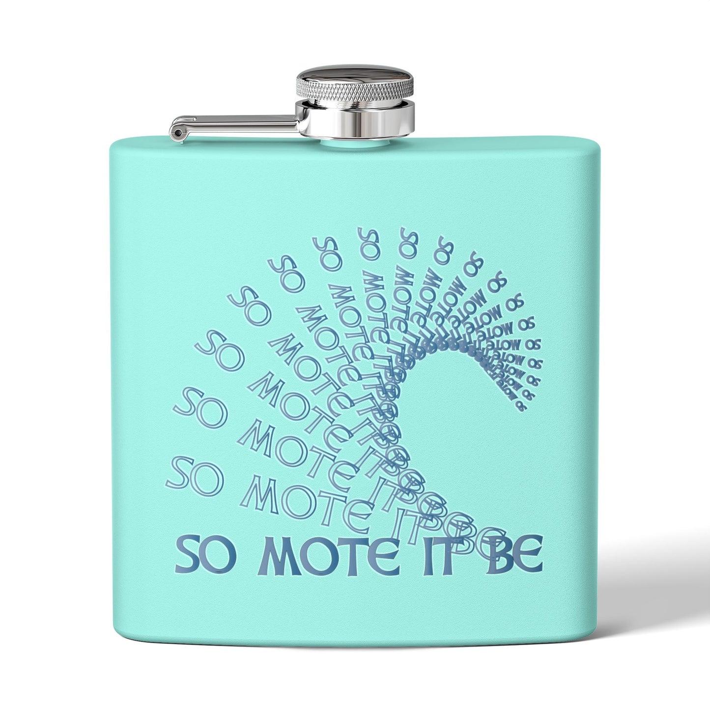 "So Mote It Be" Wave 6oz Stainless Steel Flask - Celtic Font