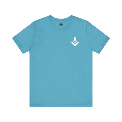 Fellowcraft T-Shirt from Channel Islands Lodge 214 featuring blue and green design, made by Printify.