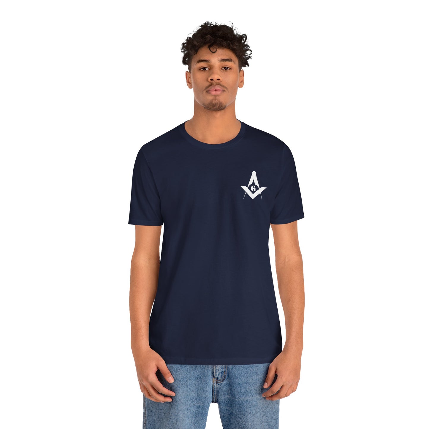 Entered Apprentice T-Shirt by Printify featuring Channel Islands Lodge 214 logo in blues and greens, casual men's or women's T-shirt.