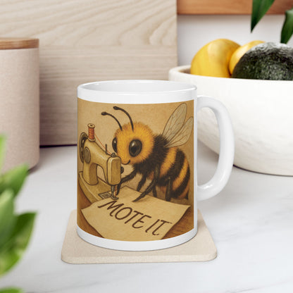 "Sew Mote It Bee" Ceramic Mug - Vintage Illustration (Wrapped)