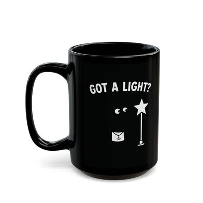 "Got A Light?" Figure in the Dark Lighting Electric Star Black Coffee Mug (11oz, 15oz)