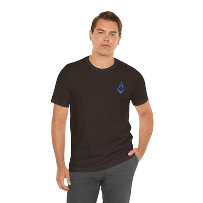 Sapphire Channel Islands Lodge 214 Entered Apprentice short sleeve T-shirt by Printify, featuring lodge logo and design on front.