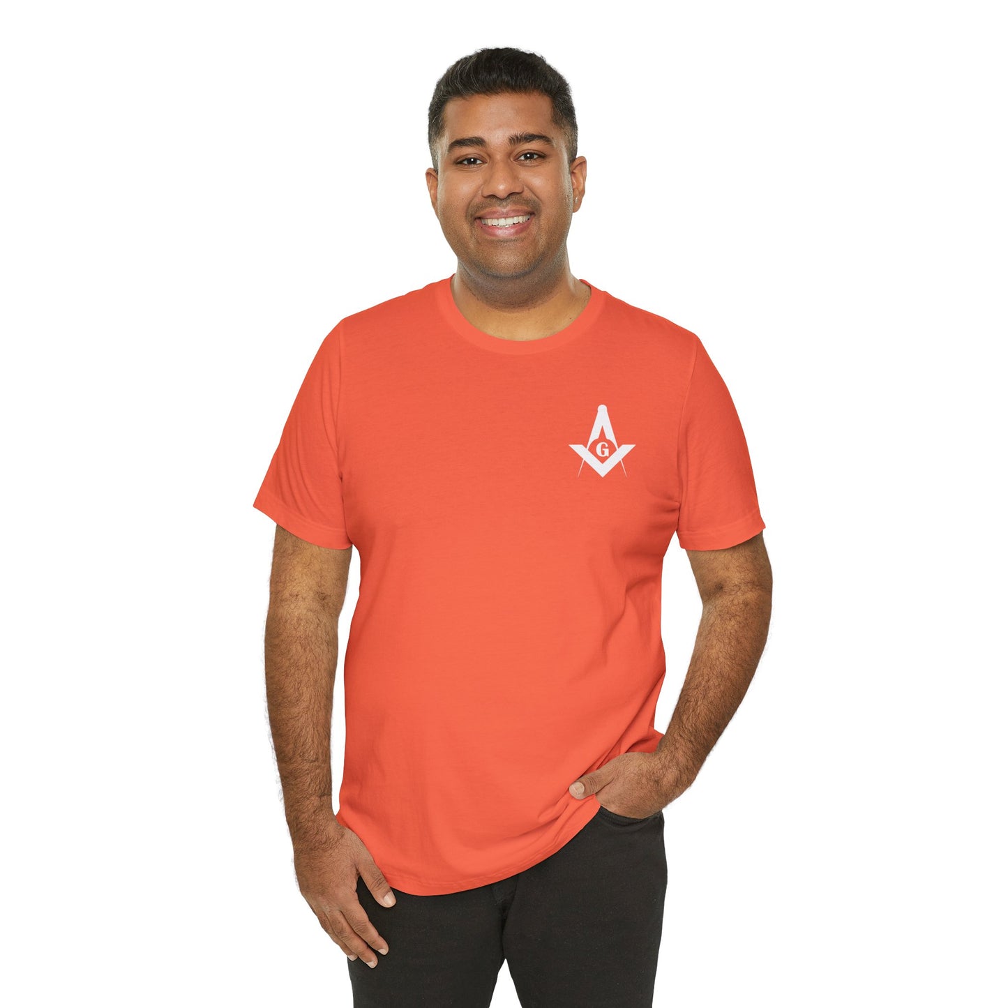 Brightly colored Entered Apprentice T-Shirt with Channel Islands Lodge 214 logo, made by Printify, featuring vibrant design and casual fit.