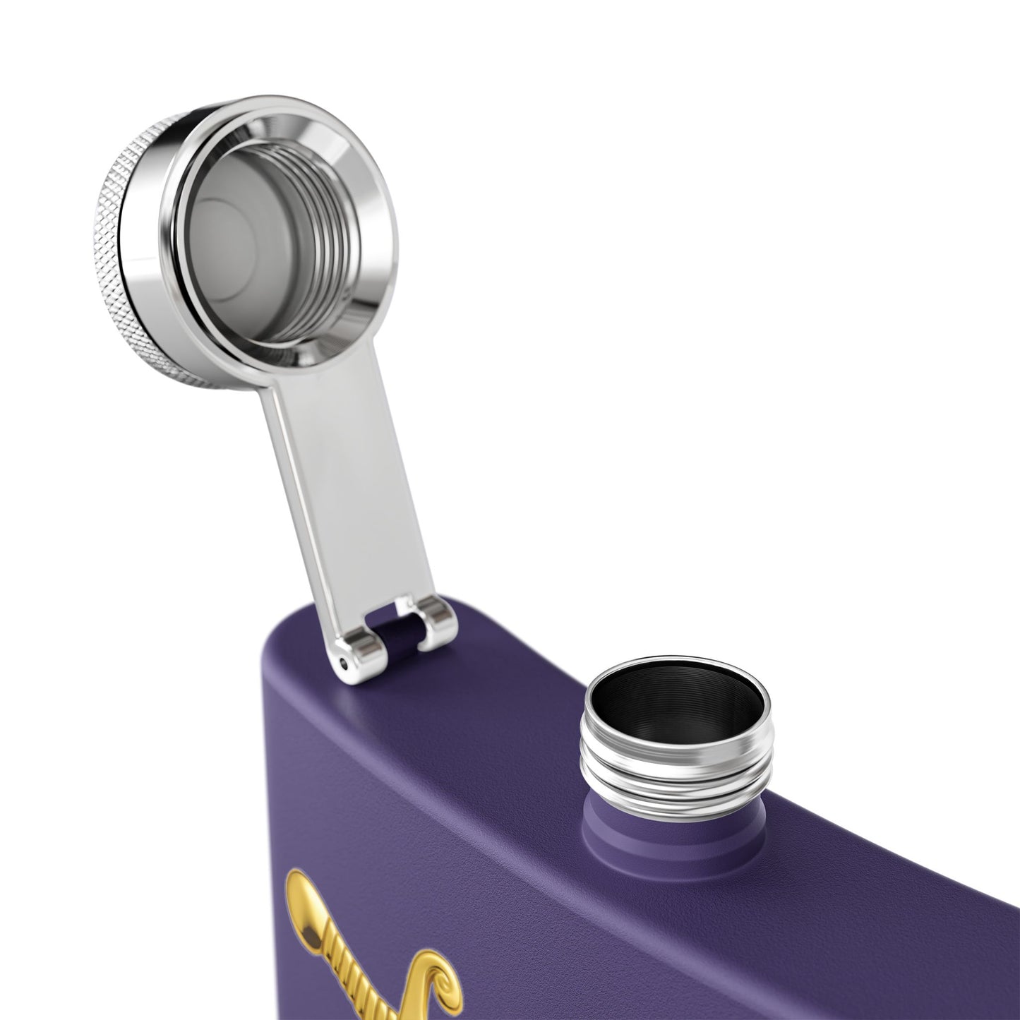 Shriner Stainless Steel Flask - Jeweled Gold Emblem