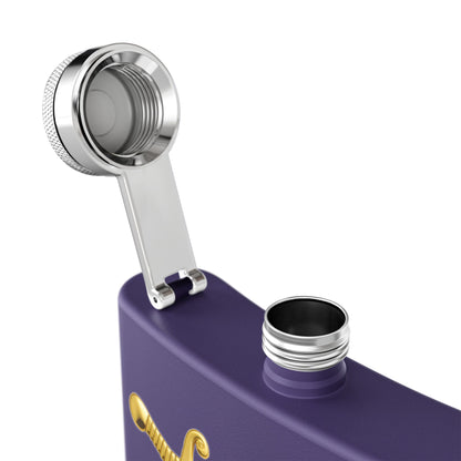 Shriner Stainless Steel Flask - Jeweled Gold Emblem