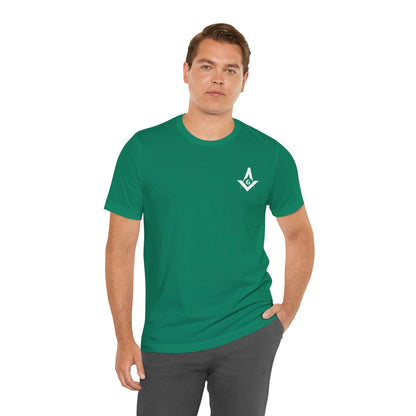 Fellowcraft T-Shirt from Channel Islands Lodge 214 featuring blue and green design, made by Printify.