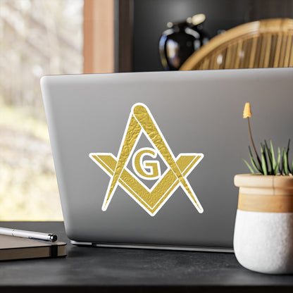 Simple Square and Compass Kiss-Cut Vinyl Decal - Gold Leaf