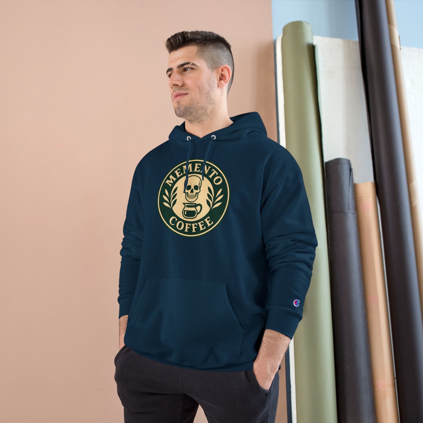 "Memento Coffee" Champion Hoodie - Acacia (Green/Tan)
