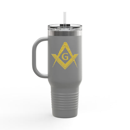 Two-Sided Simple Square and Compass Insulated Travel Tumbler (40oz) - Gold Leaf