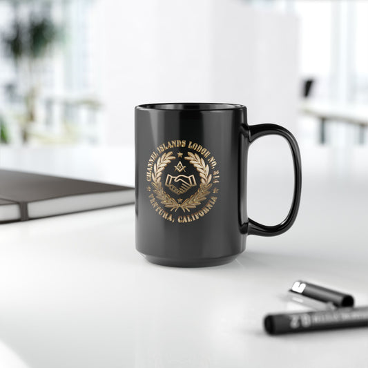 Two-Sided 3D Gold Custom Emblem Black Coffee Mug (11oz, 15oz)