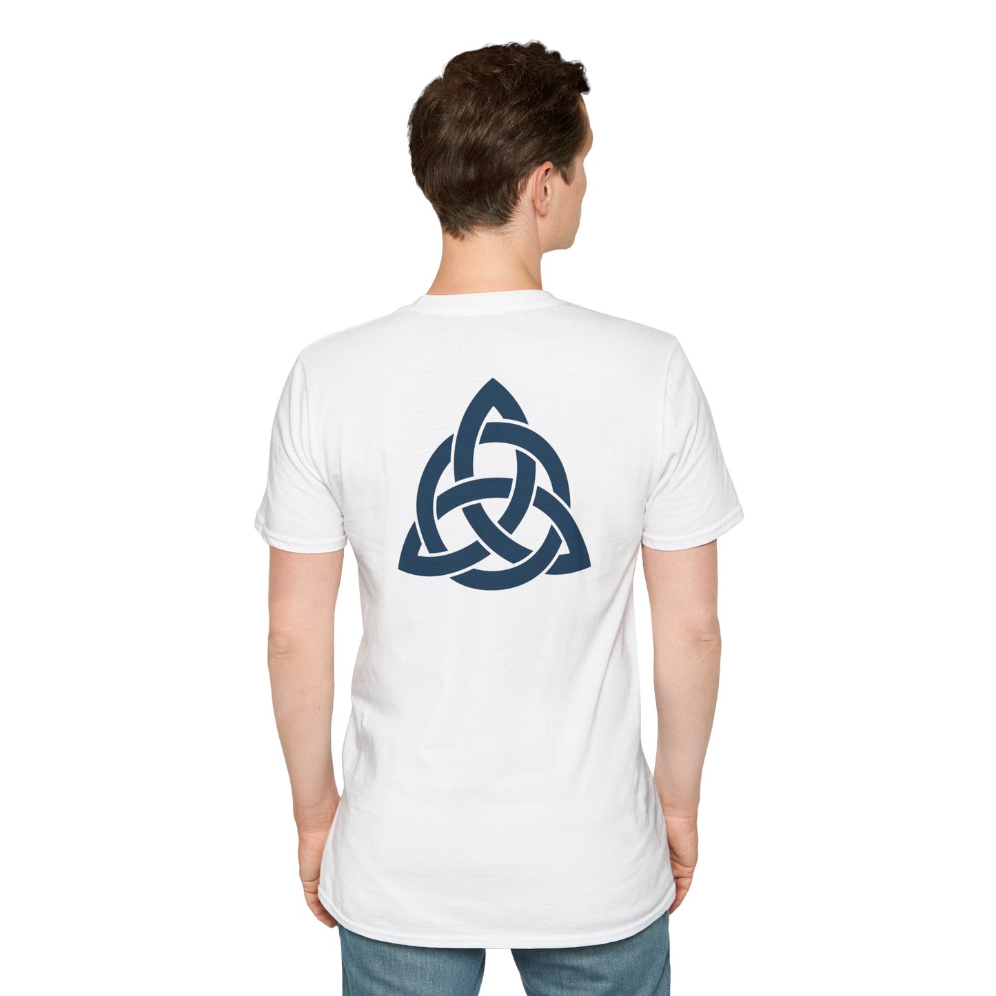 Blue Triquetra with Circle - Softstyle T-Shirt