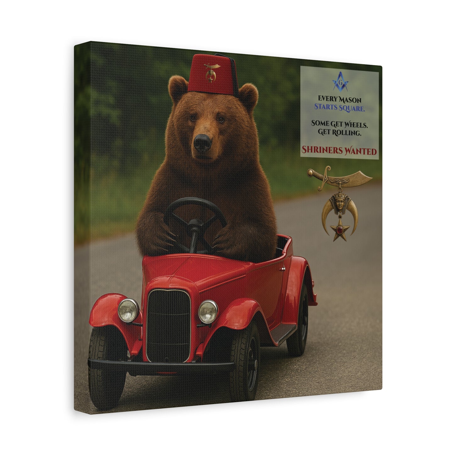 Shriners Get Rolling Mini Car Premium Matte Canvas Print - Stretched (1.25")