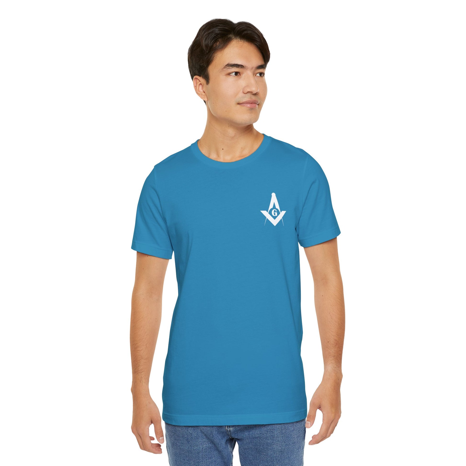 Channel Islands Lodge 214 short sleeve T-shirt by Printify featuring blues and greens, casual cotton T-shirt with a scenic lodge design.
