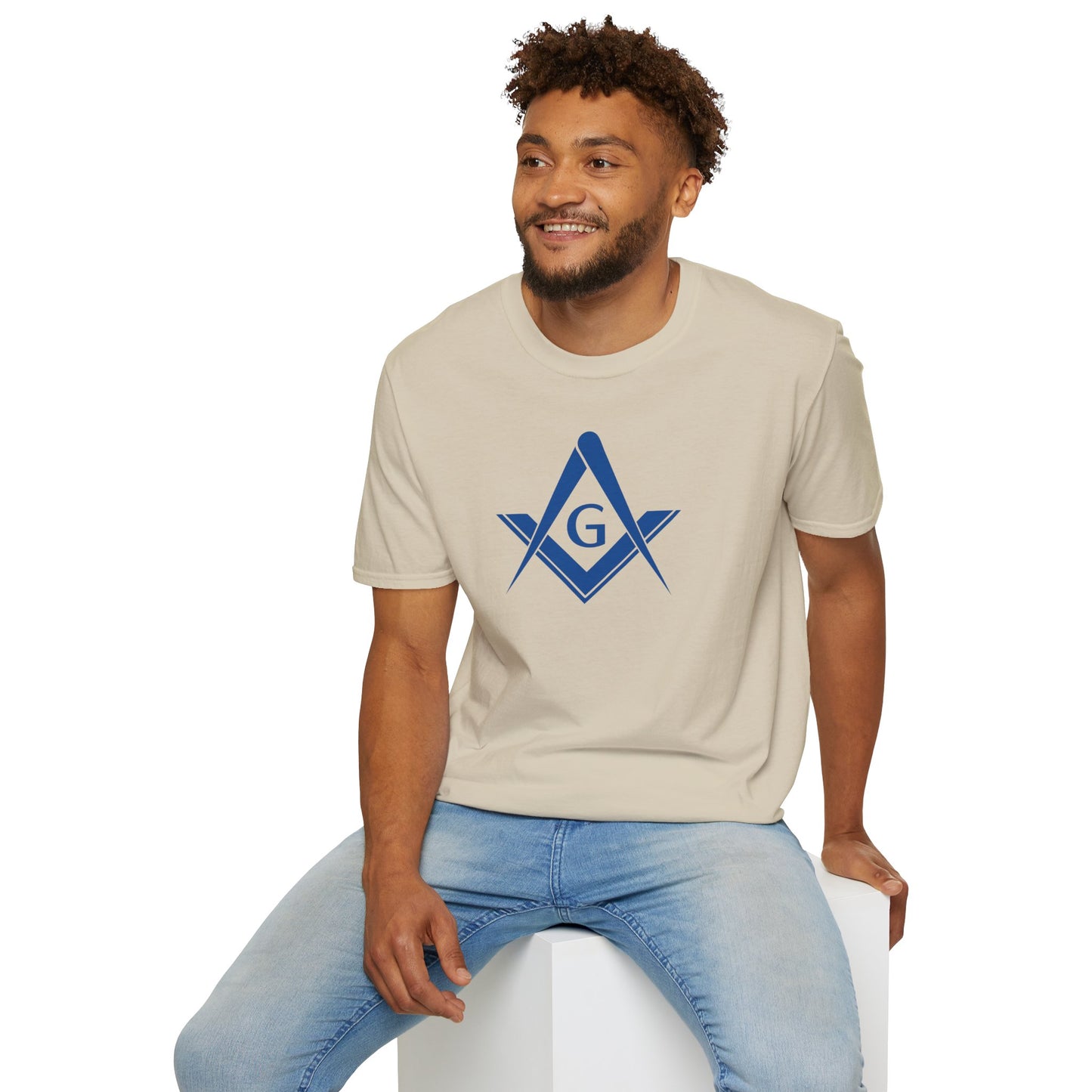 Square and Compass Softstyle T-Shirt - Classic (Royal Blue, Front Print)