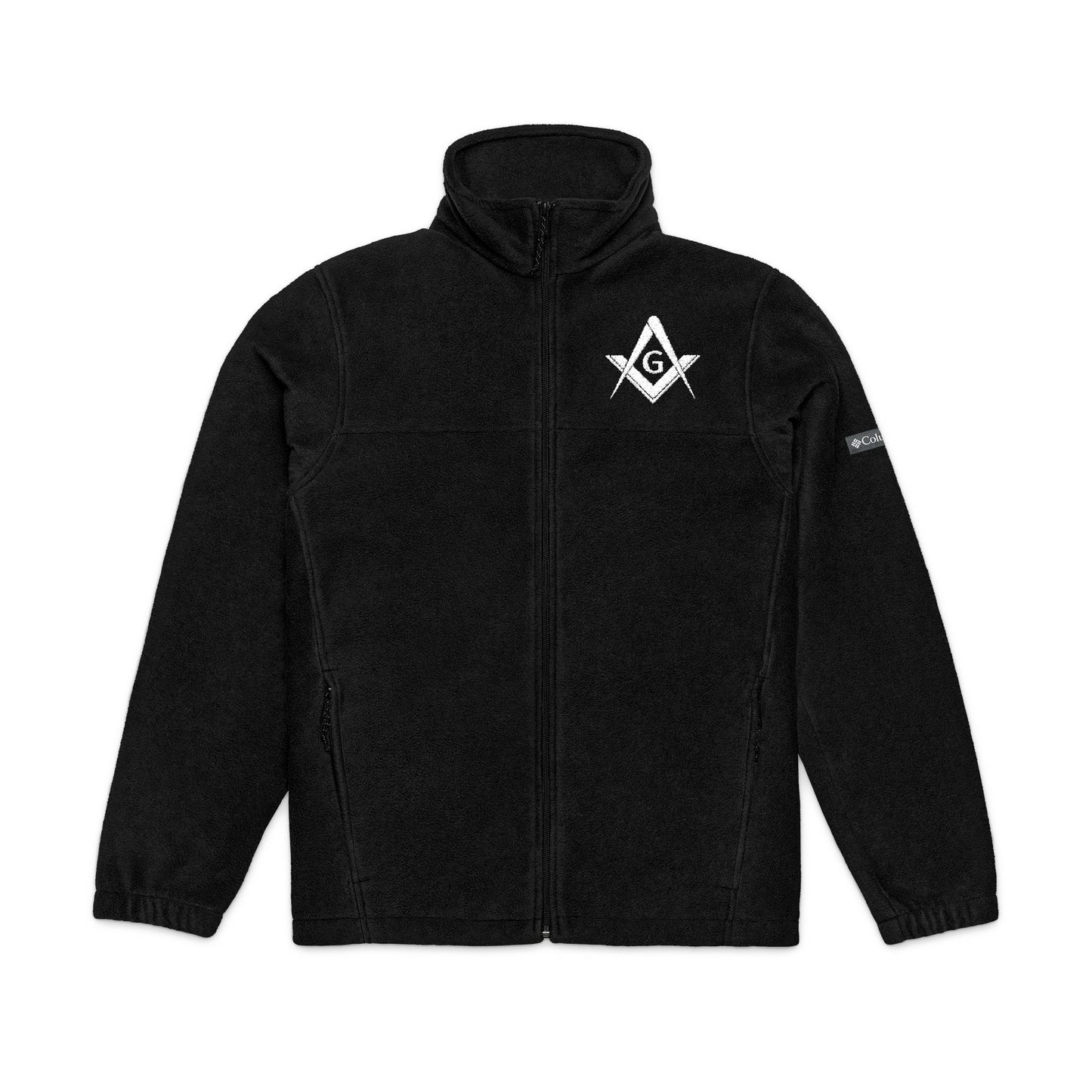 Embroidered Columbia Fleece Jacket - Square and Compass (White)
