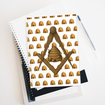 Beehive Square and Compass Patterned Journal - Ruled Line
