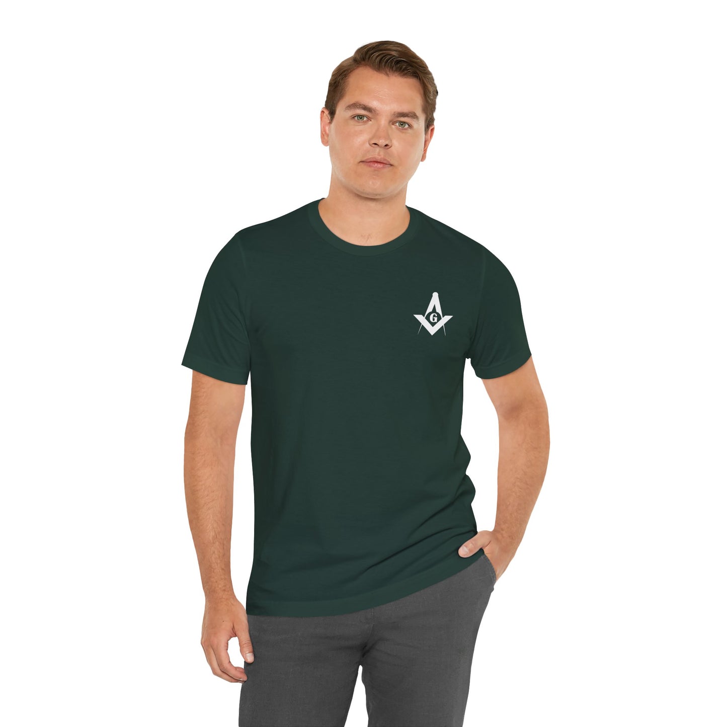 Channel Islands Lodge 214 short sleeve T-shirt by Printify, featuring blue and green color design and casual fit.