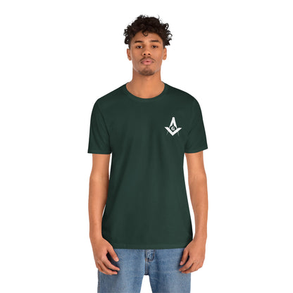 Channel Islands Lodge 214 short sleeve T-shirt by Printify featuring blue and green color accents and a casual fit.