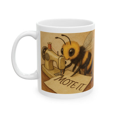 "Sew Mote It Bee" Ceramic Mug - Vintage Illustration (Wrapped)