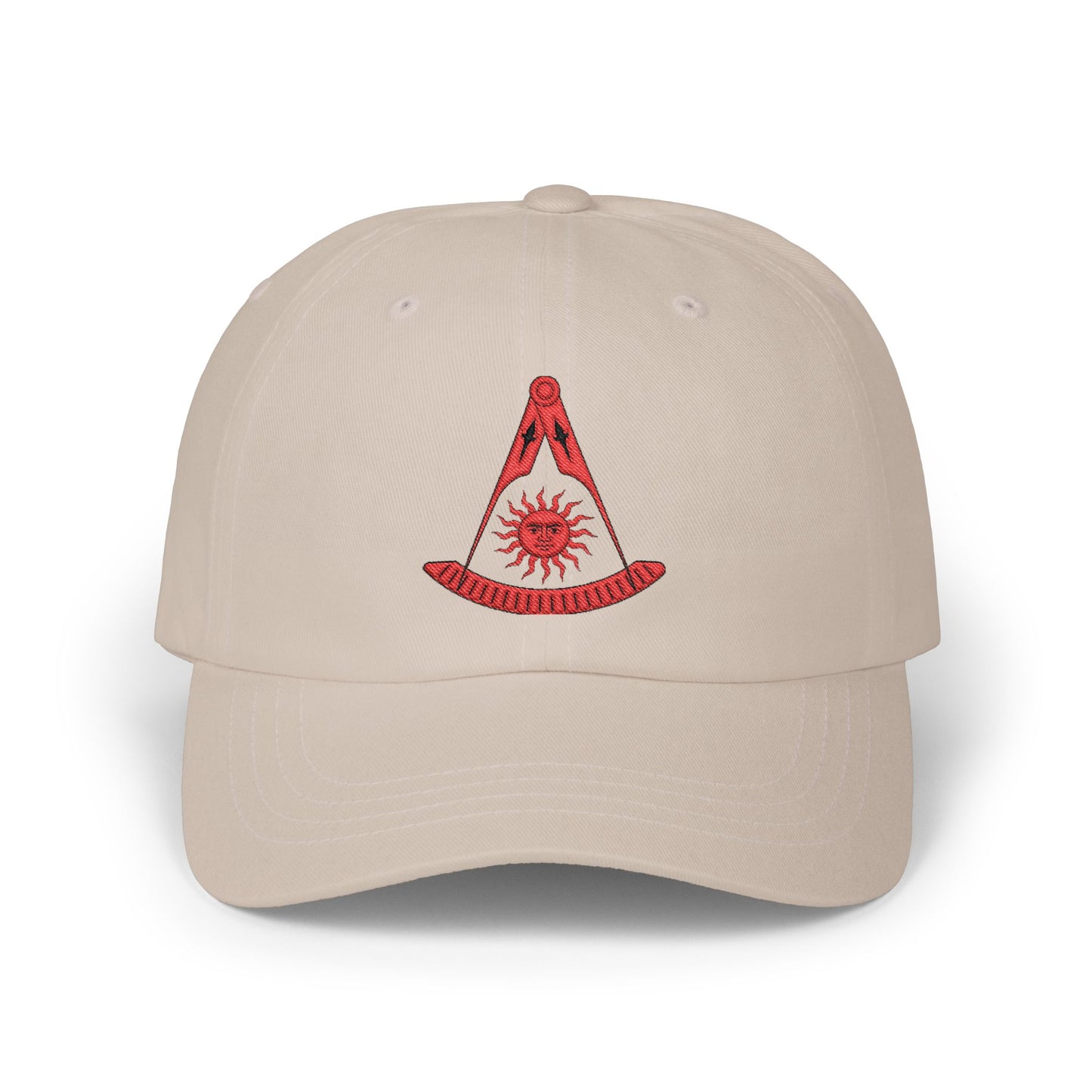 Past Master Embroidered Dad Cap – Compass & Quadrant (Red)
