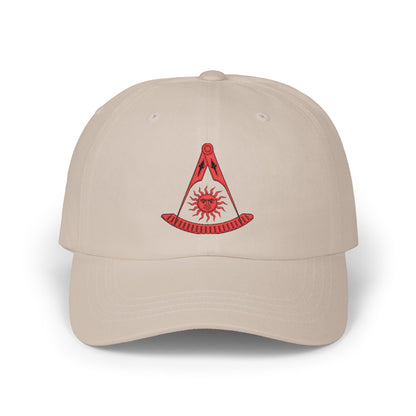 Past Master Embroidered Dad Cap – Compass & Quadrant (Red)