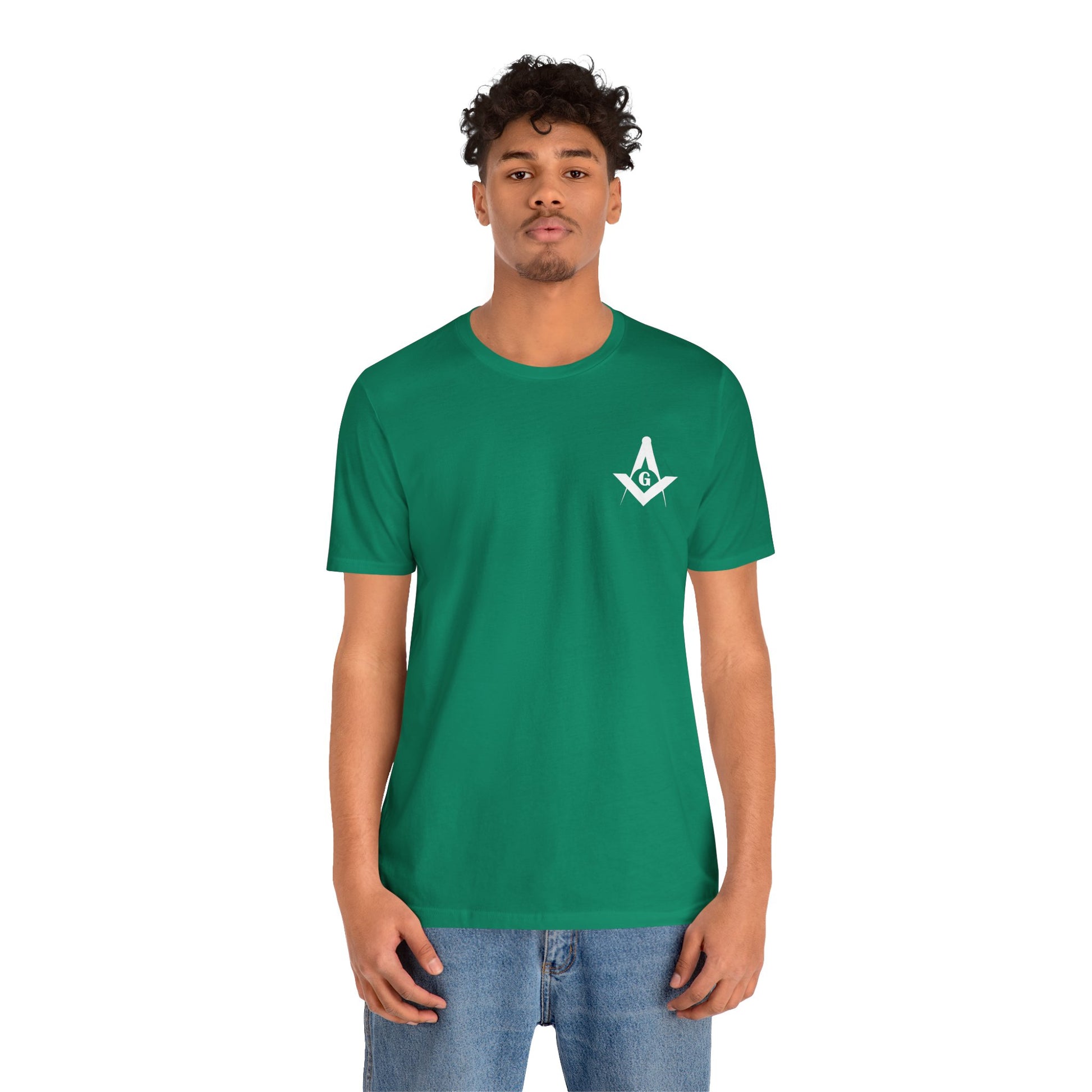 Channel Islands Lodge 214 short sleeve T-shirt in blues and greens, printed by Printify, showing front view with vibrant design.