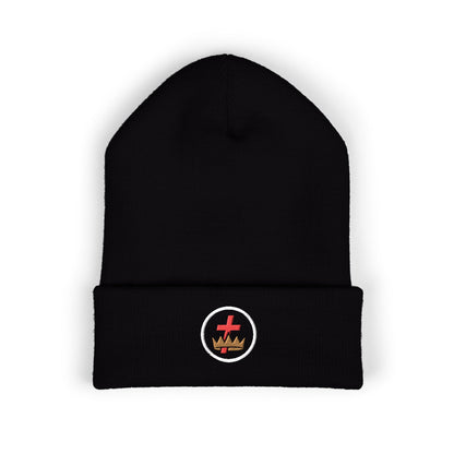 Knights Templar Encircled Cross and Crown - Embroidered Classic Cuffed Beanie