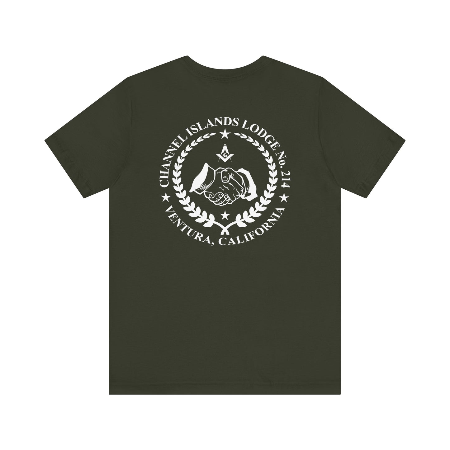 Channel Islands Lodge 214 short sleeve T-shirt in dark colors, featuring a comfortable fit and printed design.