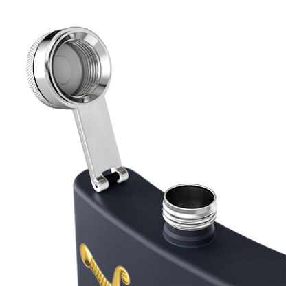 Shriner Stainless Steel Flask - Jeweled Gold Emblem