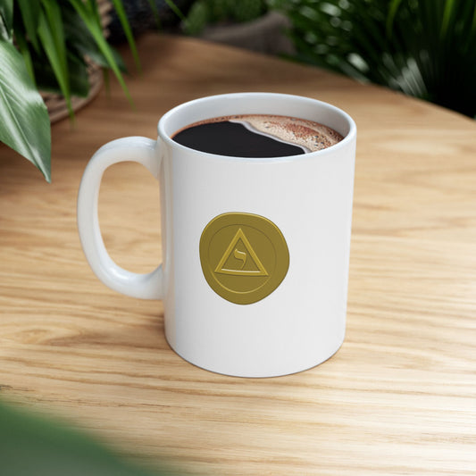Perfect Elu Gold Wax Seal White Ceramic Coffee Mug (11oz, 15oz)