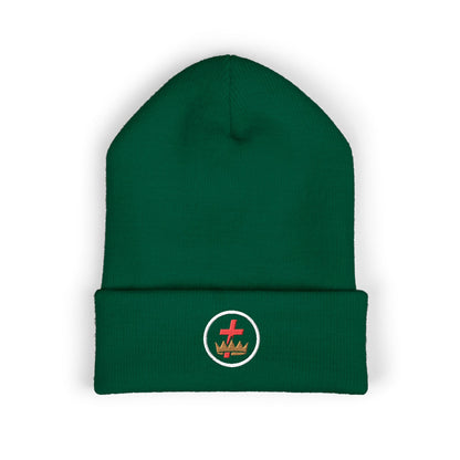 Knights Templar Encircled Cross and Crown - Embroidered Classic Cuffed Beanie