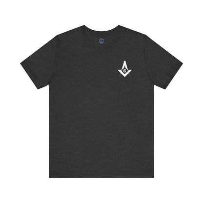 Fellowcraft T-Shirt from Channel Islands Lodge 214 in dark colors, made by Printify, featuring lodge logo and comfortable fabric.