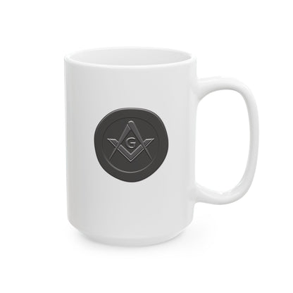 Simple Square and Compass Custom Wax Seal White Ceramic Coffee Mug (11oz, 15oz)